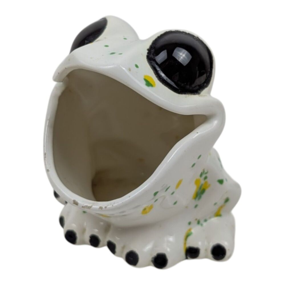 Vintage Kitchen Sink Speckled Frog Sponge Scrubby Holder Wide Open Mouth Retro